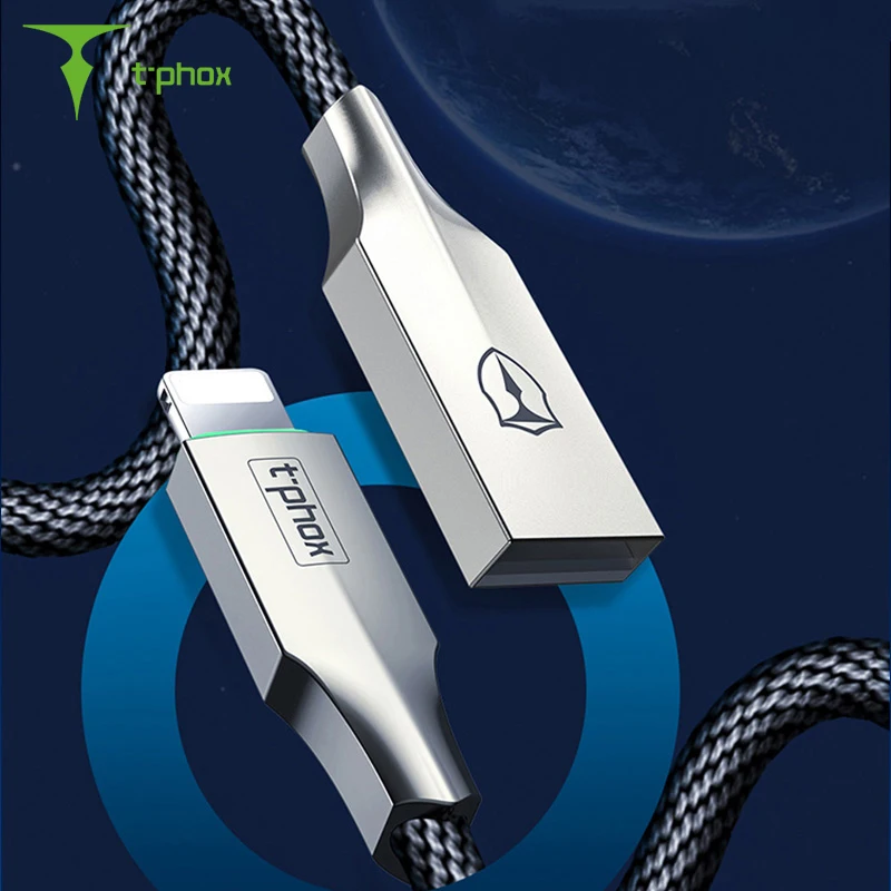 

T-phox Intelligent Power Off Cable for iPhone XS MAX 8 7 6 Plus with LED Lighting Fast Charging USB Cable for iPhone 5S 5