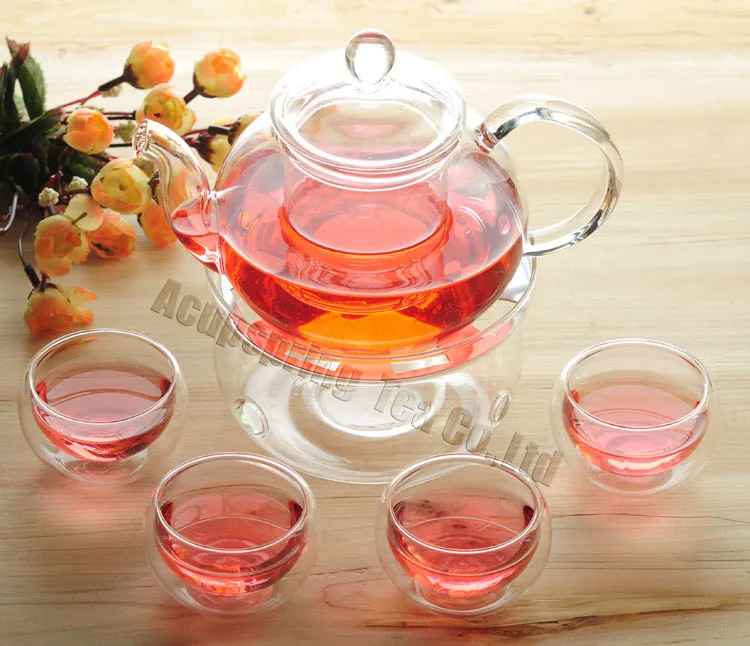 600ml Glass teapot with infuser/filter+ 4/6 Double wall ...