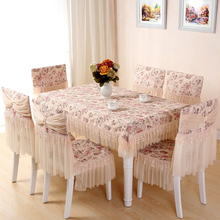 Lace floral photo printing cotton tablecloth set suit 150*200cm table