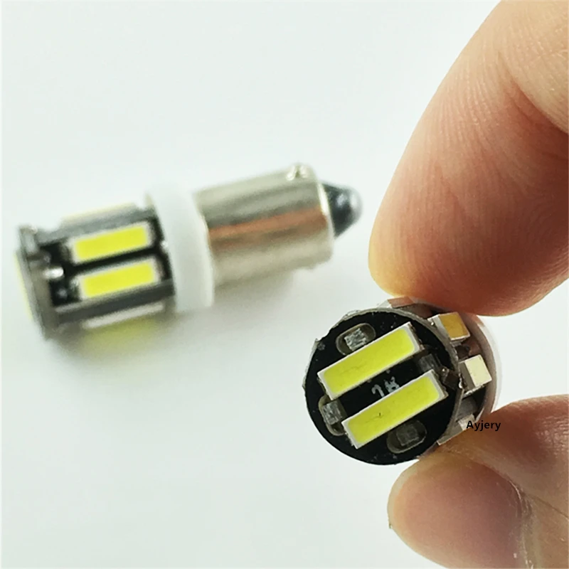 AYJERY 100 шт мощностью 12V для автомобилей светодиодный BA9S T4W T11 7020 10 SMD 7014 СВЕТОДИОДНЫЙ
