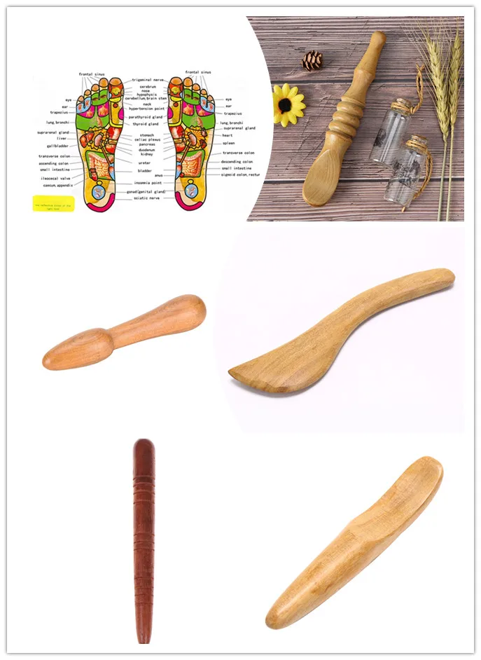 Wooden Foot Spa Physiotherapy Reflexology Thai Foot Point Acupoint Stick Massage Health Chart Free Massage Stick Tool Hot