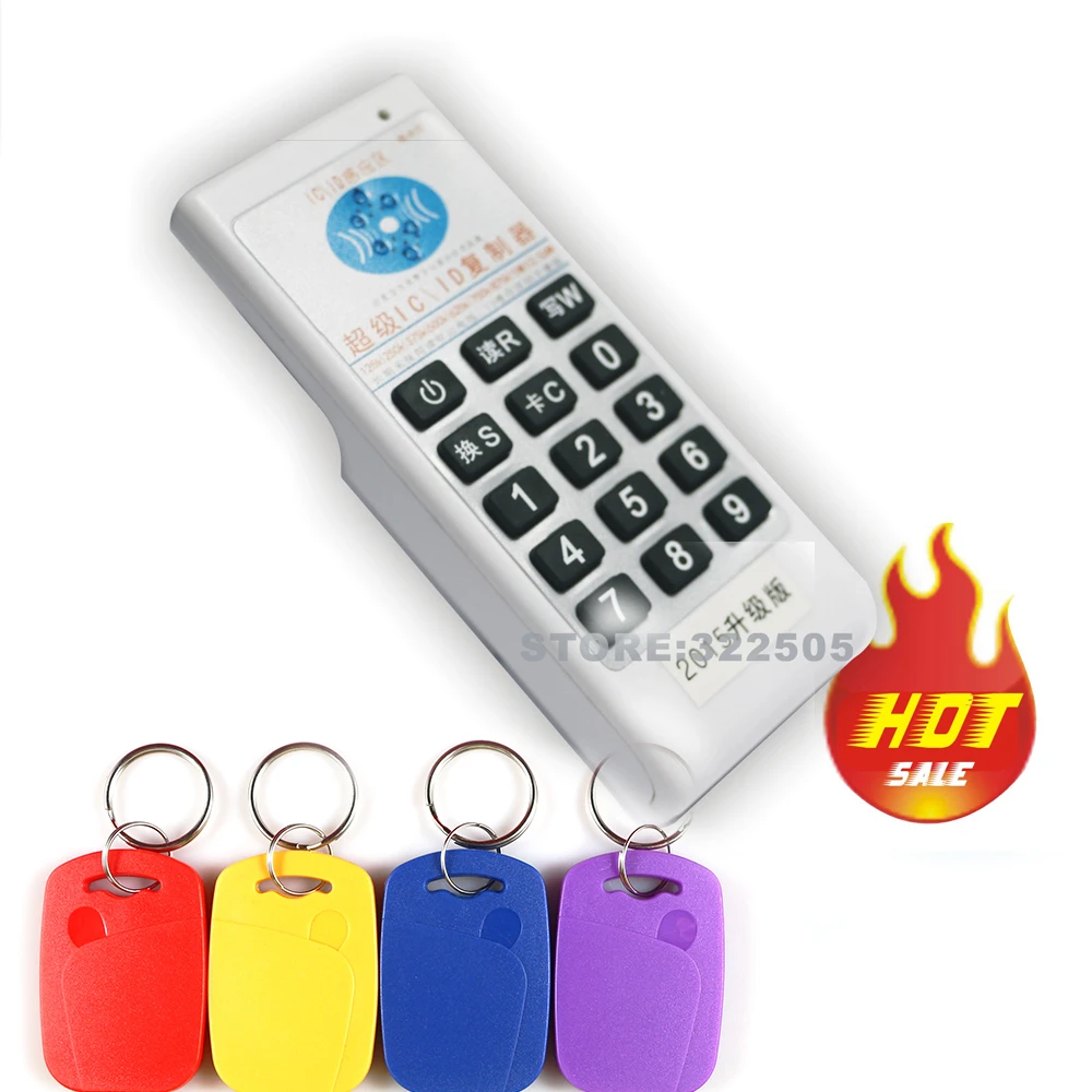 

Handheld 125KHz&13.56MHZ RFID Copier NFC Duplicator Programmer Reader +10 Pcs double frequency Rewritable Keyfobs Tags