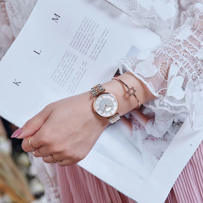 Модные кварцевые наручные часы Gypsophila с бриллиантами, Брендовые Часы для отдыха для женщин, женские часы с ремешком из нержавеющей стали