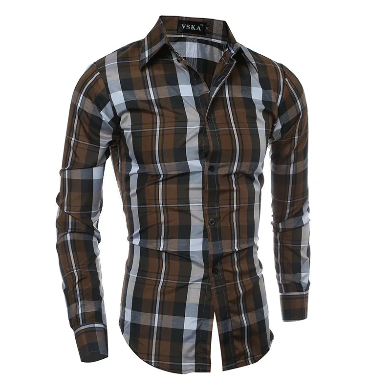 Classic Plaid Shirt 2017 New Men Shirts Plaid Long sleeved Slim Fit