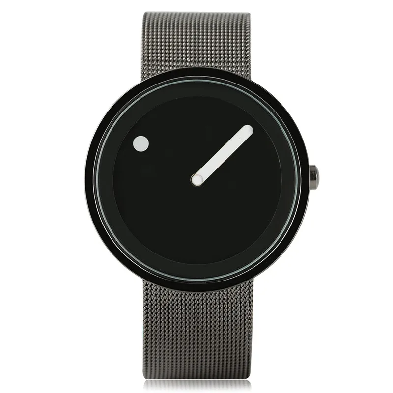 2017 Simple Men Nordic Minimalist Watch Creative Single Pointer Dot Dial Stainless Steel Mesh Band Quartz Wristwatch Brief Clock (24)