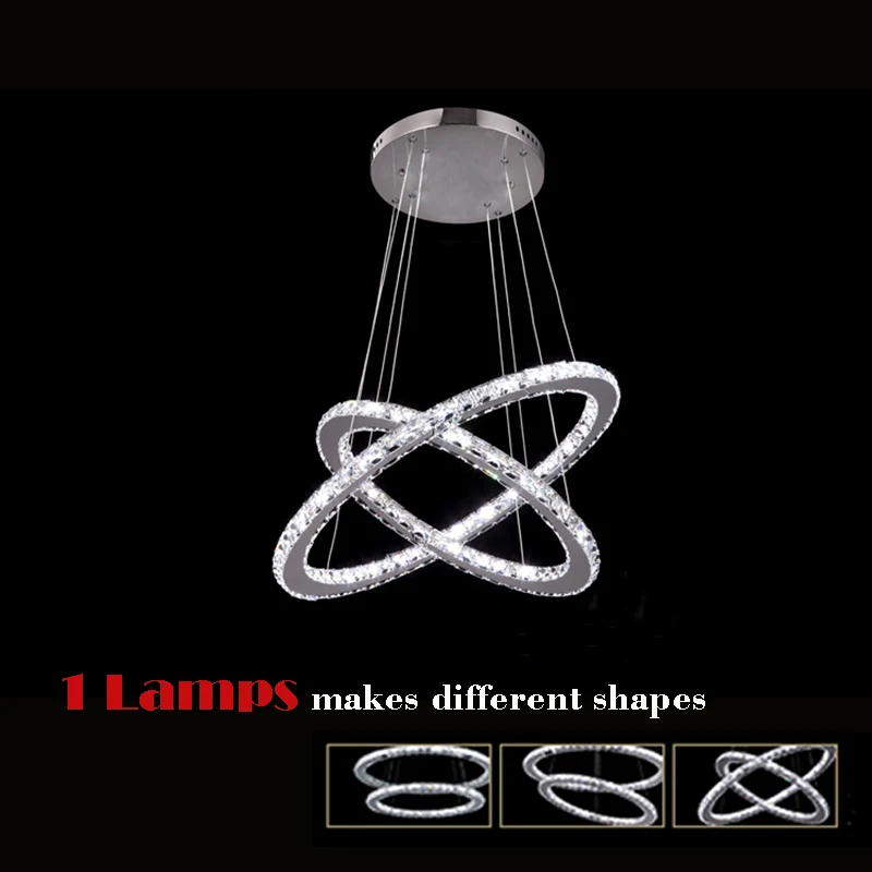 

Chandelier light fixture K9 Crystal Stainless steel led lighting Modern Luxury 2 Rounds AC110-220v driver Dimmer by controllor