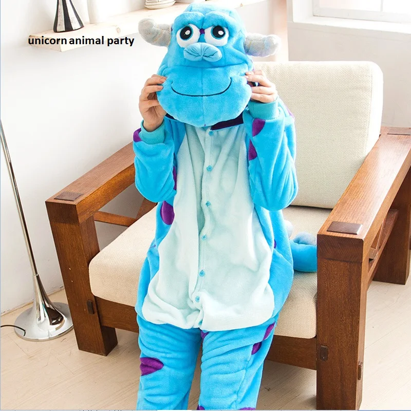 

Blue Monster University Sulley Sullivan Onesies Pajamas Cartoon Costume Cosplay Pyjamas Party Dress Anime Sleepwear Costumes
