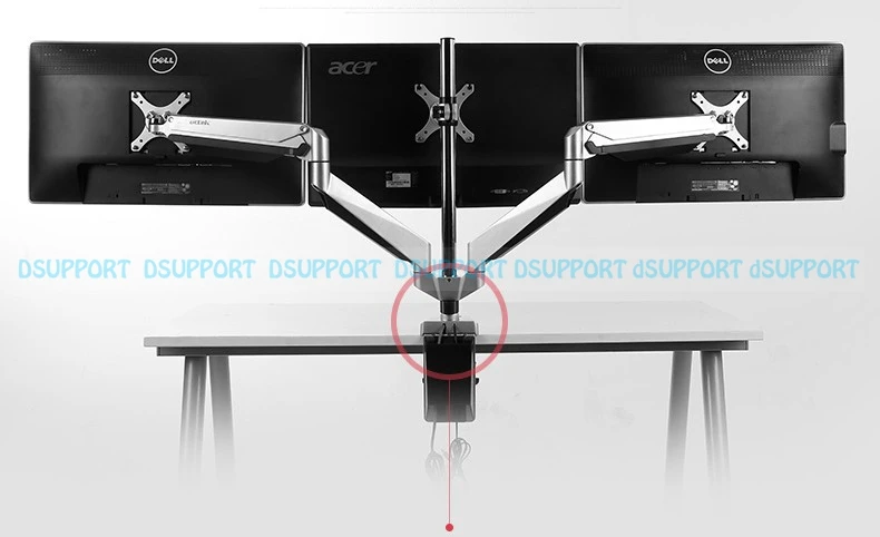 Loctek D7T алюминиевый сплав газовая пружина полный движения тройной экран монитор держатель с USB и аудио порт