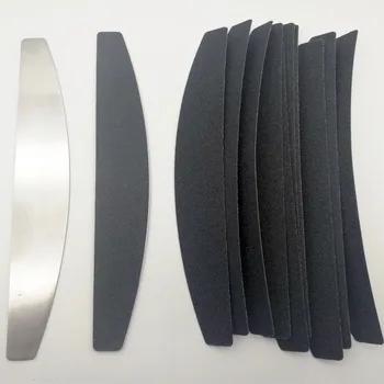 

Double Sided Halfmoon Nail File Calluses Remover Manicure Stainless Steel Handle Sand Paper with 10 pcs Replacement Sand Paper