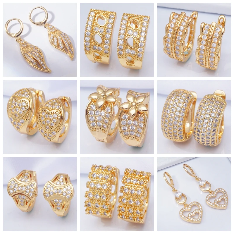 

Earings 20 Styles Round Circle Hoop Earrings for Women Gold Filled Micro Pave Rhinestone Zircon Fashion Jewelry Dropshipping