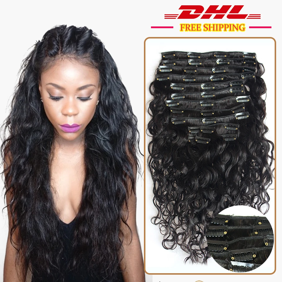 Full Peruvian Water Wave Clip in Human Hair Clip in ...