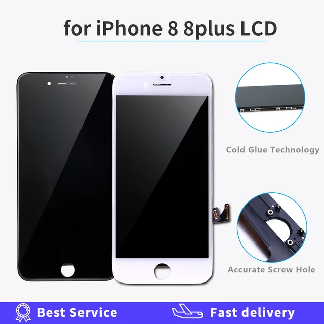 para iPhone 8 Plus 5.5 pulgadas HD LCD digitalizador pantalla táctil  reemplazo completo marco Asamblea compatible con A1864 A1897 A1898 negro