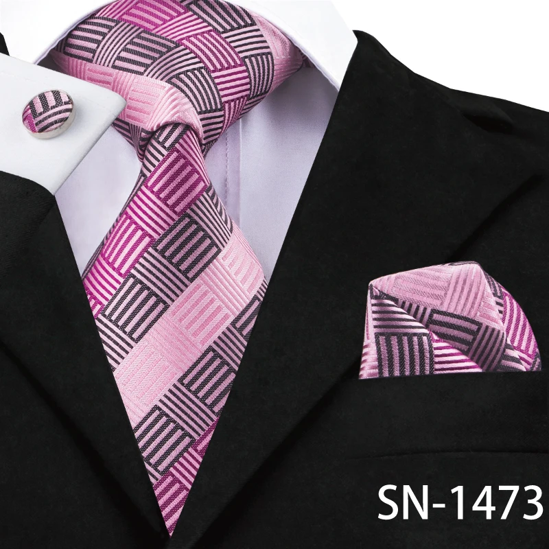 SN-1473 Hi-Tie Шелковый мужской галстук розовый цветочный галстук для мужчин Роскошный шелковый галстук платок модный дизайнерский бизнес Свадебный мужской галстук s - Цвет: SN-1473