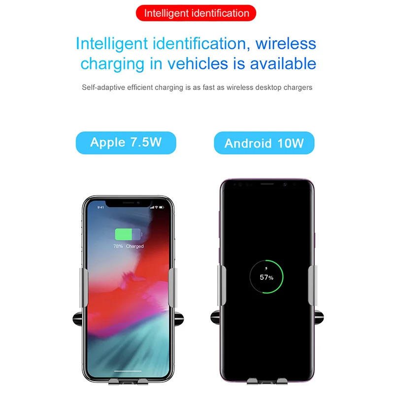 Продажа Baseus Qi автомобильное беспроводное зарядное устройство для iPhone Xs Max Xr X samsung S10 S9 интеллектуальное инфракрасное Быстрое беспроводное зарядное ...