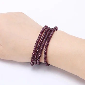 

JYX Natural garnet for Women 4.0mm Red Wine Round Beads Garnet Bracelet Elastic Thread