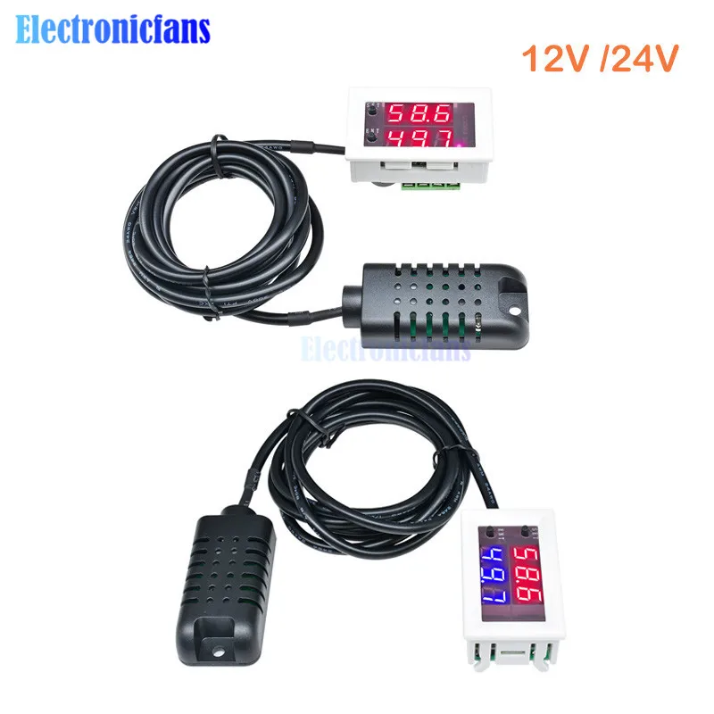 

High Precision W2062C Digital Dual Display Humidity Controller DC 12V 24V AC 110V 220V 0 -99%RH Hygrometer Sensor Control Switch