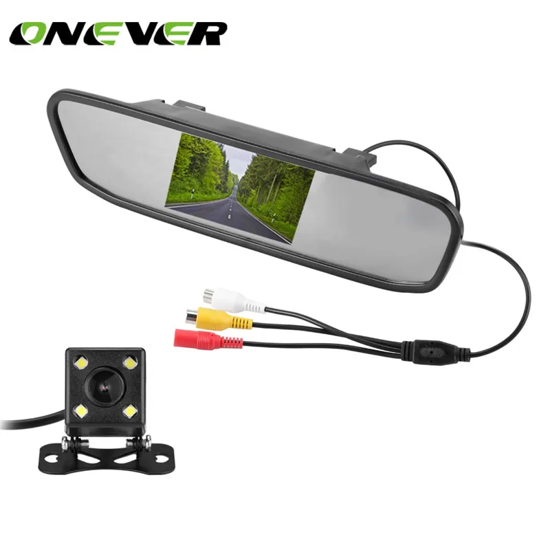 

Onever 4.3" Car Rear View Mirror Monitor Kit Waterproof CMOS LED Night Vision Car Rearview Camera Car Reverse Backup Parking Kit