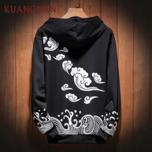 KUANGNAN, китайский стиль, толстовки, мужские, Harajuku, Японская уличная одежда, худи, Мужская толстовка, хип-хоп, черные мужские толстовки с капюшоном, весна, новинка