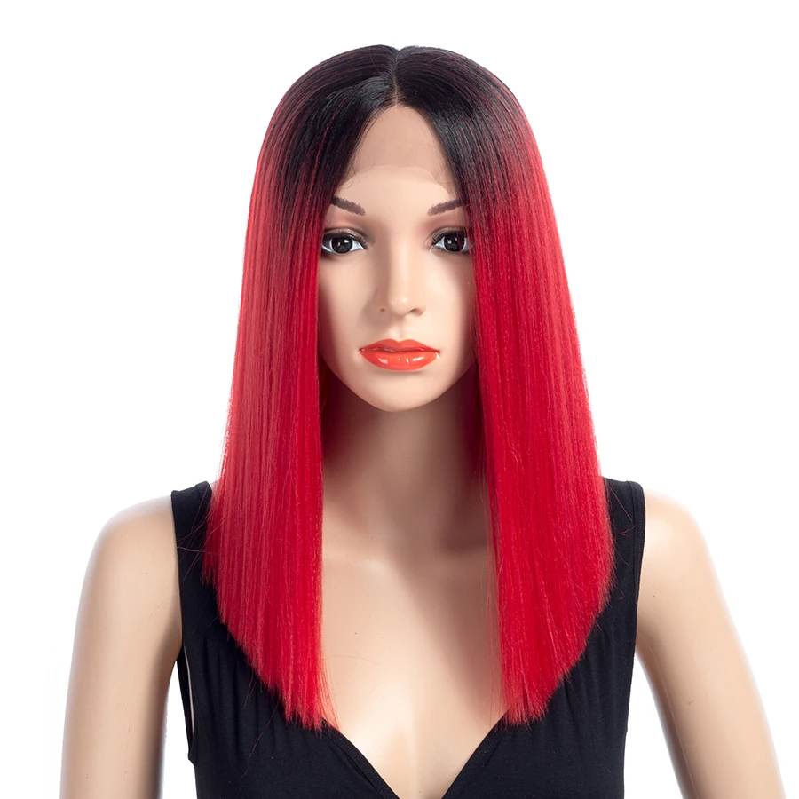 

Aigemei Straight Lace Front Ombre Color Synthetic Wigs For Women With Naturally Hairline