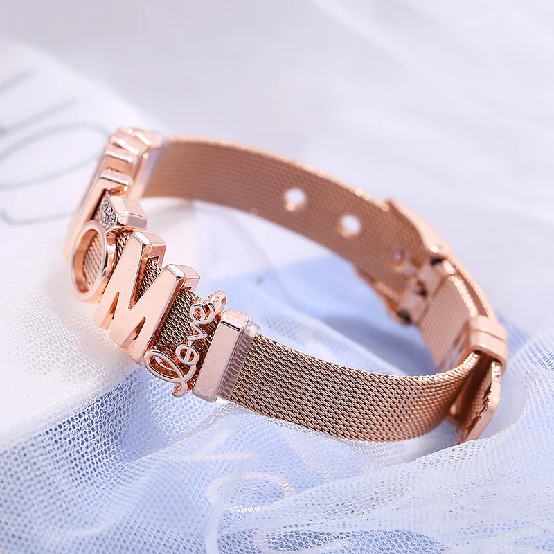 BAOPON Jewelry The Perfect Match Mesh Bracelet Set with LOVE MOM Charms Beads Fine Stainless Steel Beacelet Bangles Mom Gift - Image 6