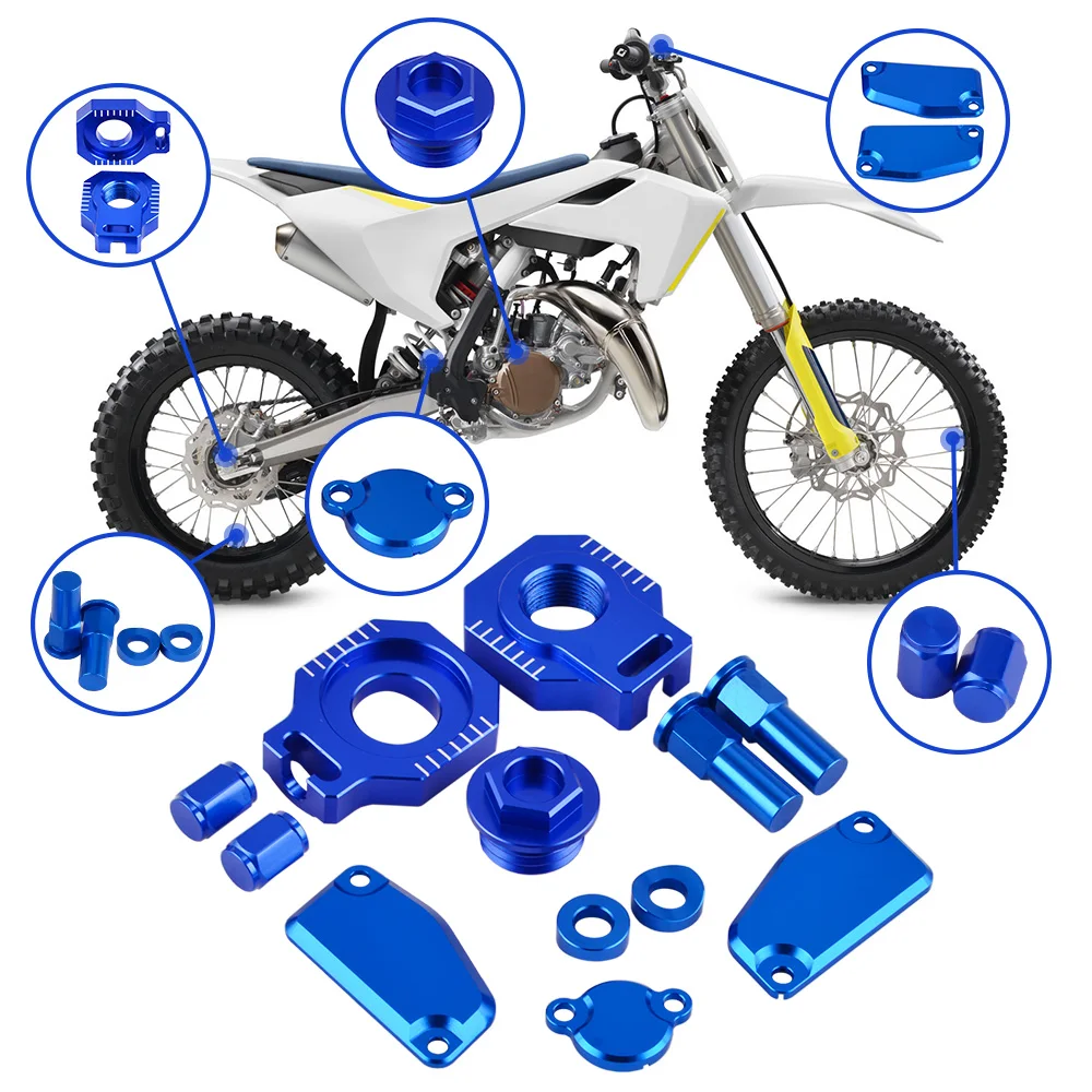 

NICECNC CNC Billet Kit Oil Filler Plugs Brake Reservoir Cover Axle Block Air Valve Caps For Husqvarna TC85 TC 85 2015 2016 2017
