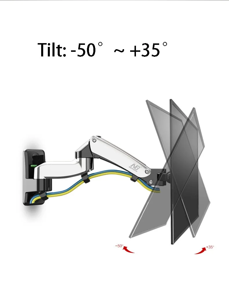 360 градусов газовая пружина Алюминий 1"-27" рычаг-держатель монитора NB F150 светодиодный ЖК-дисплей ТВ настенный кронштейн для телевизора