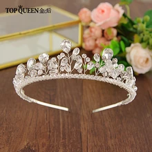 TOPQUEEN HP141 роскошная хрустальная свадебная тиара ручной работы серебро для невесты повязки на голову свадебные аксессуары для волос быстрая