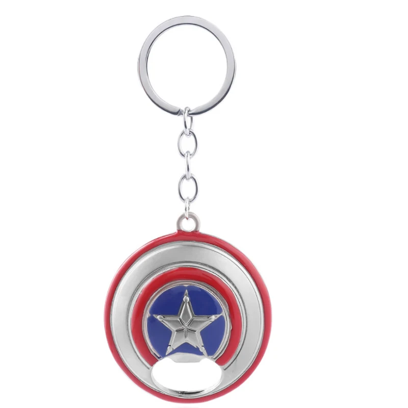 Кепка тайн брелок с героями Marvel кольцо Мстители брелок, Тор Брелок для ключей в форме молотка аниме брелок Железный человек брелок Кепка брелок женский металлический - Цвет: Captain America 6
