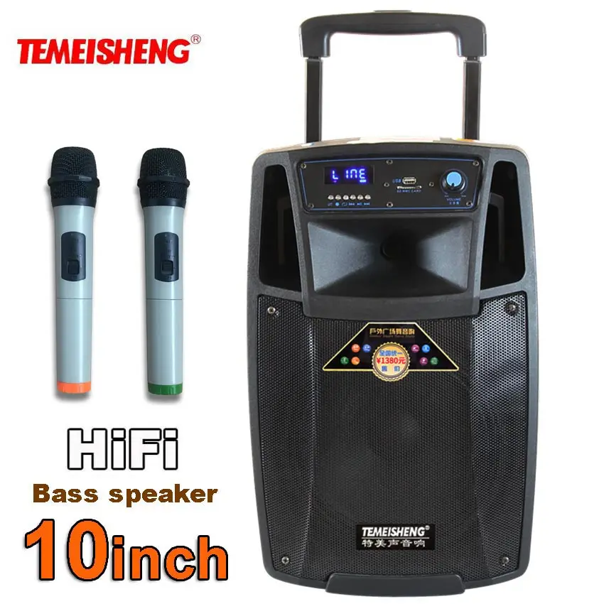 

TEMEISHENG Lever SL10 High Power Portable Loudspeaker Bluetooth Speaker Support Wirelss Microphone Outdoor Column MP3 Player