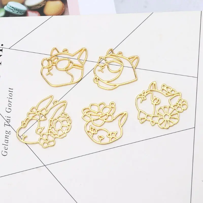 

5Pcs Cartoon Rabbit Cat Frame Pendant Open Bezel Setting UV Resin DIY Jewelry