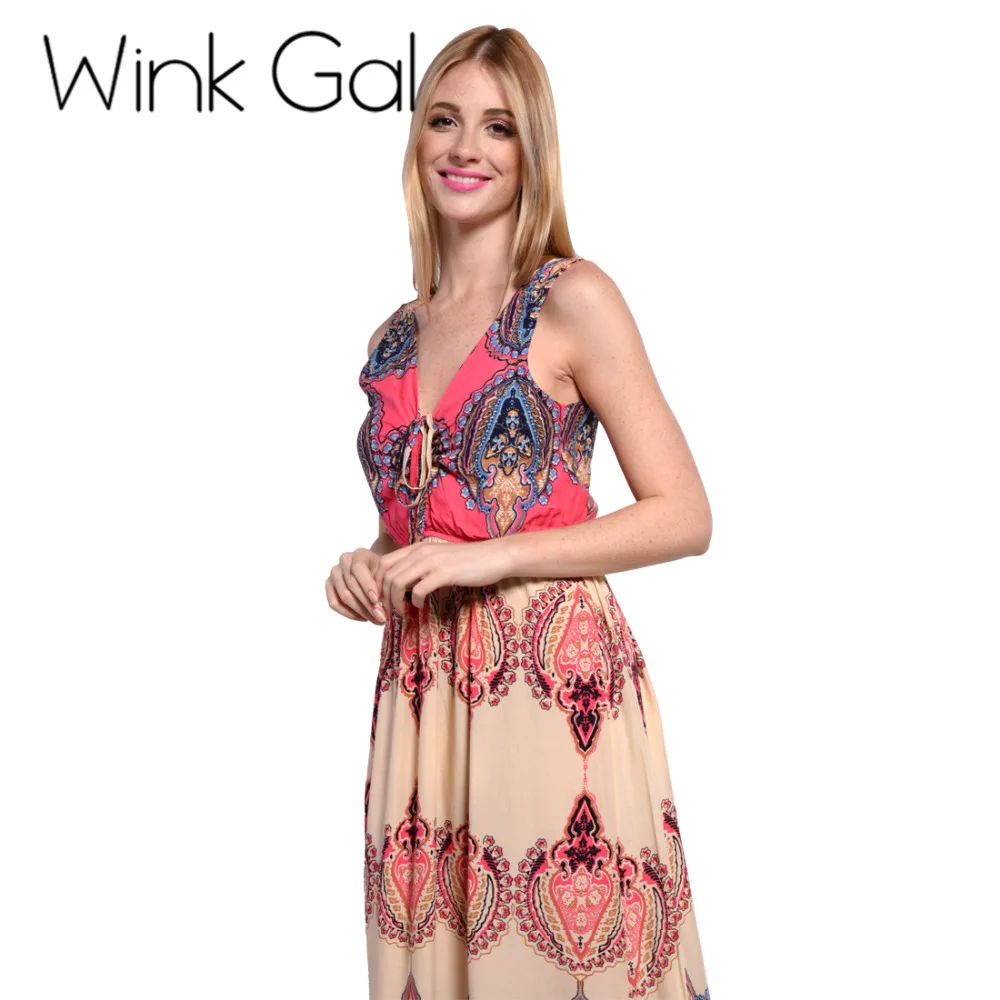 Wink Gal Новый конструктор платье Симпатичные платья Летний пляж чешские Одежда
