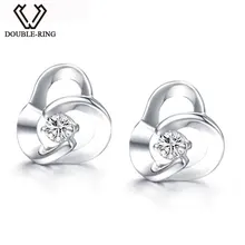 Двойное кольцо 0.08ct настоящий бриллиант Настоящее чистого твердого 18 К белого золота 18 К diamond Серьги для Обувь для девочек