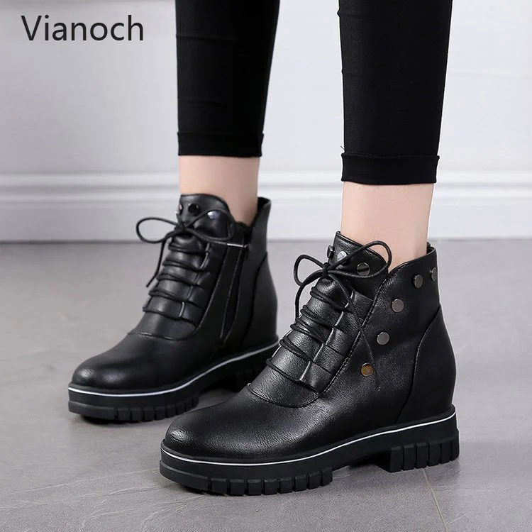 

Fashion New Women Ankle Boots Lace Up Winter Warm Shoes Fur Martin Boots Shoe Woman wo1808127