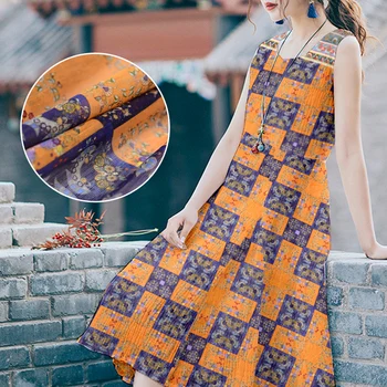 

Exotic square silk linen fabric breathable natural linen fabric summer retro silk fabric for dress chinese silk fabric cloth