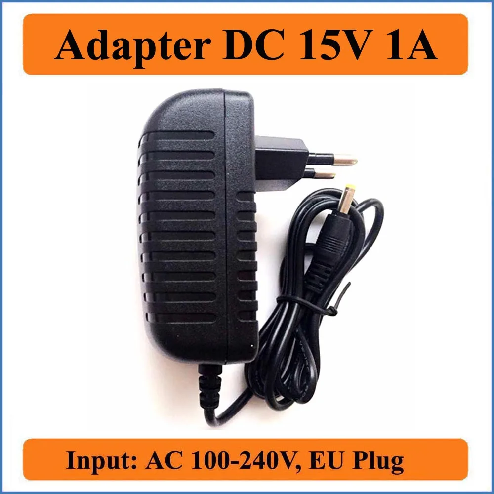 15 V 1A ЕС вилка AC DC адаптер AC100V-240V к DC 15 V 1000mA 2,1-2,5mm x 5,5mm jack регулируемое зарядное устройство с вилкой