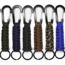 140 кг прочность на растяжение EDC 1 шт. набор для выживания на открытом воздухе парашютный шнур Брелок военный аварийный Паракорд Канатный карабин для ключей