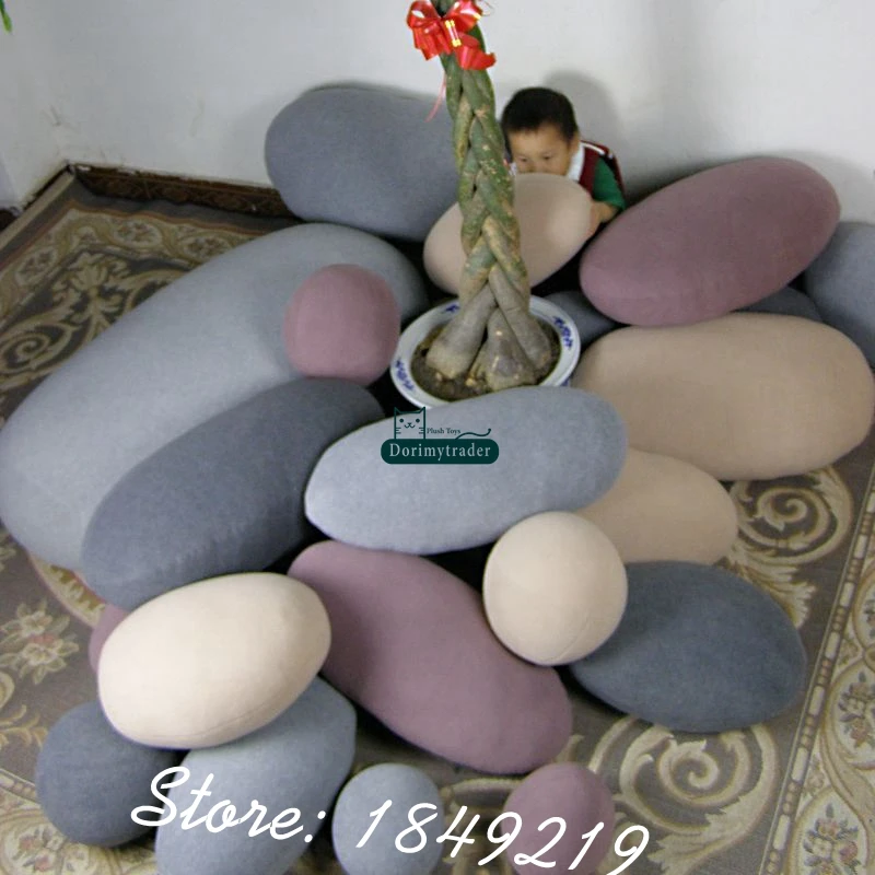 

Dorimytrader Fashion DIY 6pcs Cobblestone Cushion Room Decoration Giant Emulational Stone Shape Pillow Children Play Toy DY61089