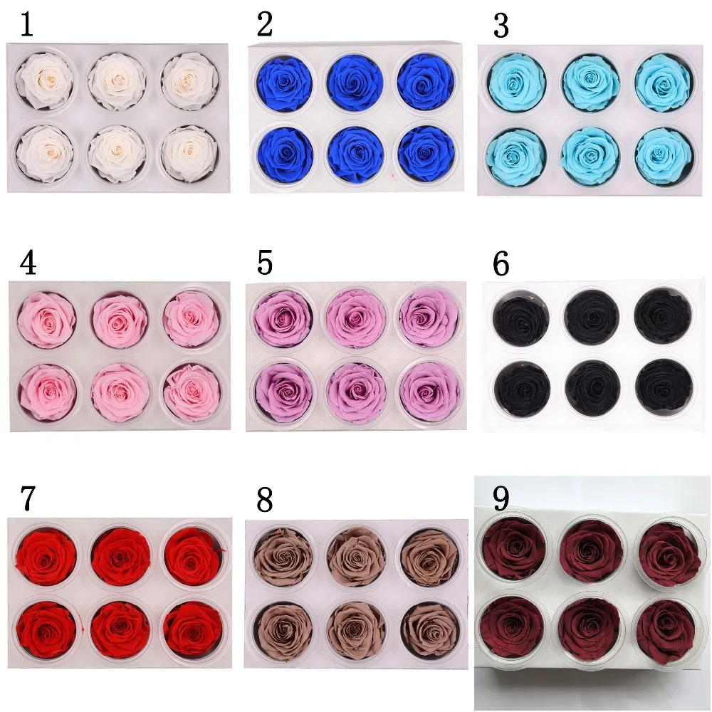 1 коробка Высокое качество консервированные цветы цветок бесморская Роза 4-5 см диаметр вечная жизнь цветок Материал Подарочная коробка День святого Валентина