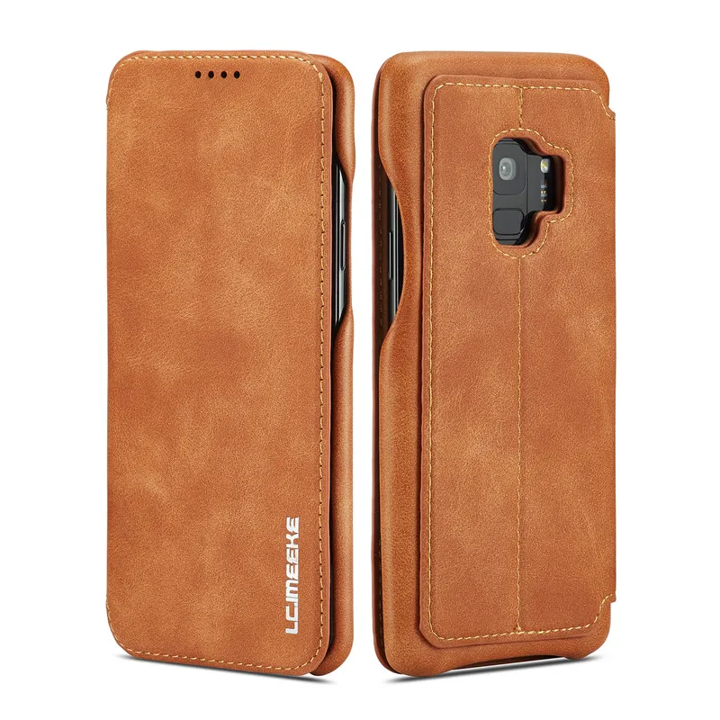 

For S9 plus Retro Style Cover case Flip Wallet Coque Luxury Leather Business Book Design For Samsung Galaxy S9 S8 S7 S7 Edge