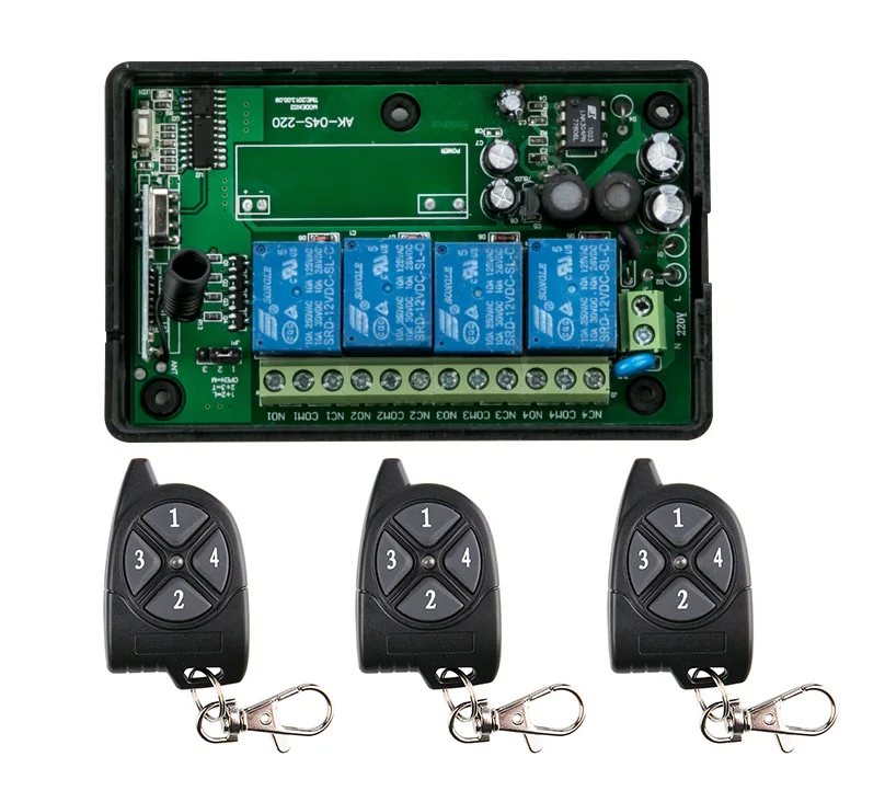 

New AC85V 110V 1`20V 220V 230V 250V 4CH RF Wireless Remote Control System / Motor and electric door 220V Learning code receiver