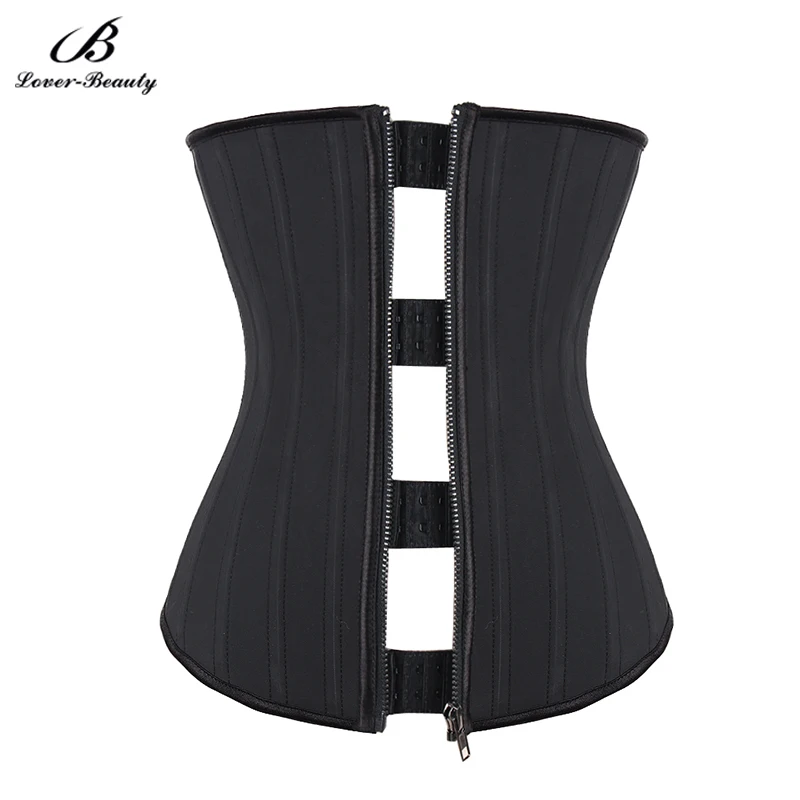 

Lover Beauty Latex Waist Cincher Double Closure Body Shaper Latex Waist Trainers Corsets Underbust 25 Steel Boned Shapewear-B