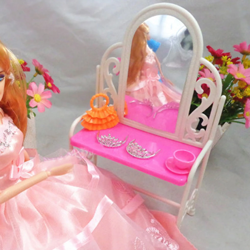 Косметический туалетный столик для маленьких девочек, игрушечный стул для куклы, туалетный столик, мебель для декора