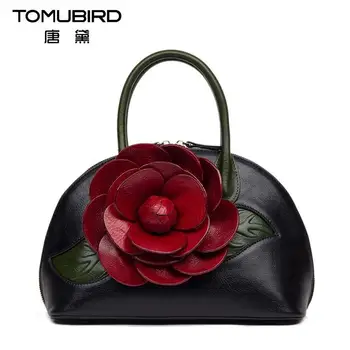 

2020 New genuine leather women bag three-dimensional hand-rose fashion women leather handbags shoulder bag shell bag