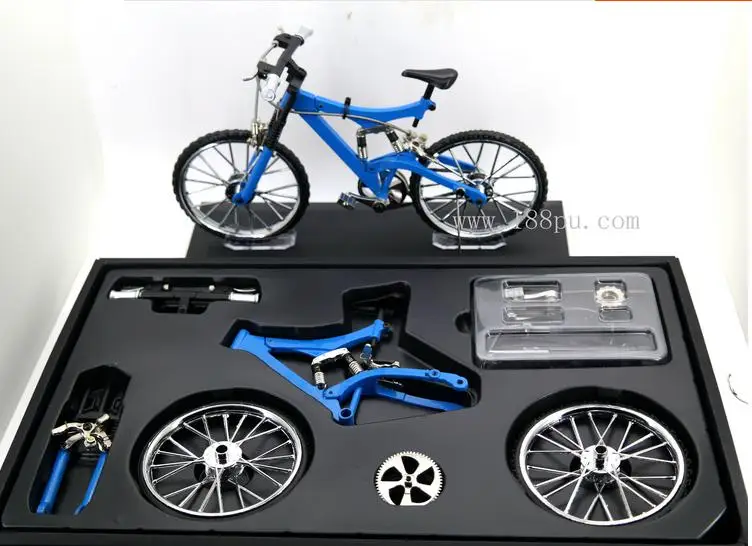 DIY мини-модель велосипеда имитация сплава Горный/дорожный велосипед набор украшения Подарочная модель игрушки для детей дети мальчик игрушка - Цвет: Straight handle blue