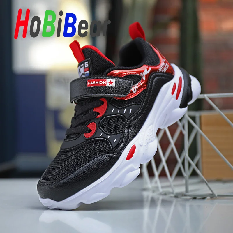 

HOBIBEAR Youth Boys Casual Sneakers Fashion Kids Shoes Sport Breathable Teenage Sneakers Gray Dark Blue Big Boy Running Shoes