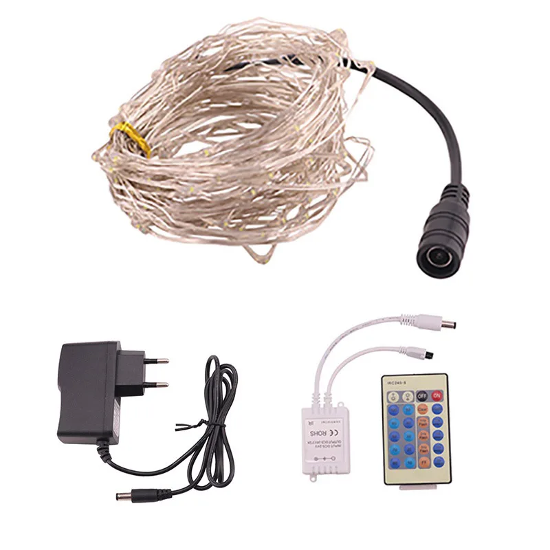 Christmas Decorative Lights DC12V LED String Light Holiday Copper Wire 10m +Power Supply Adapter