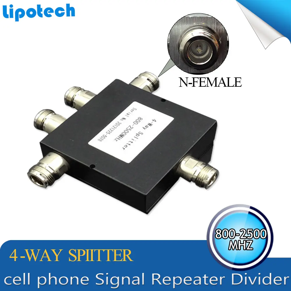 1PCS 700~2500MHz N 4 Way Power Divider/Splitter For GSM&CDMA&DCS&PCS&WCDMA Cellphone Signal Booster Repeater