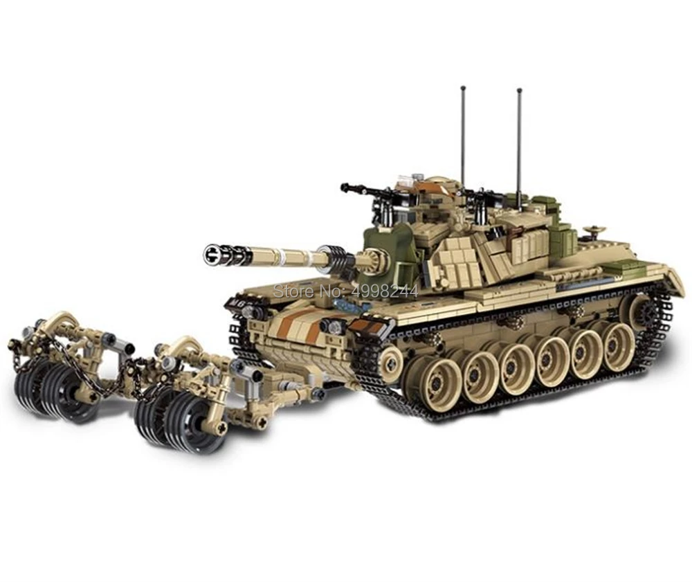 

632004 1753pcs military world war israel m60 magach main battle tank 2in1 ww2 army forces building blocks Bricks Toy