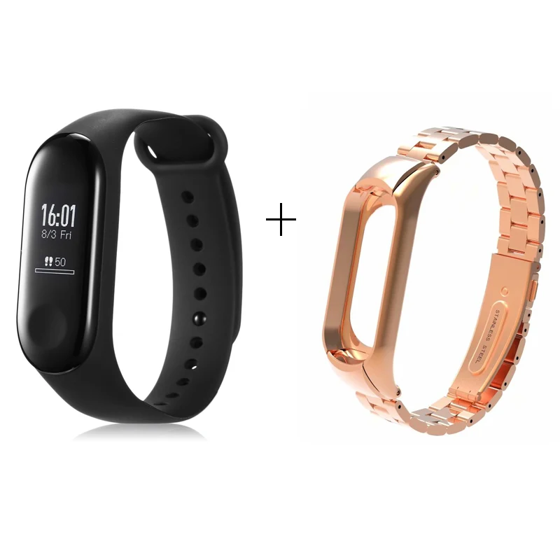 Xiaomi mi группа 3 смарт-трекер Braceletd 5ATM водостойкий BT 4,1 пульсометр OLED сенсорный экран mi Band 3 Смарт-часы - Цвет: Steel golden