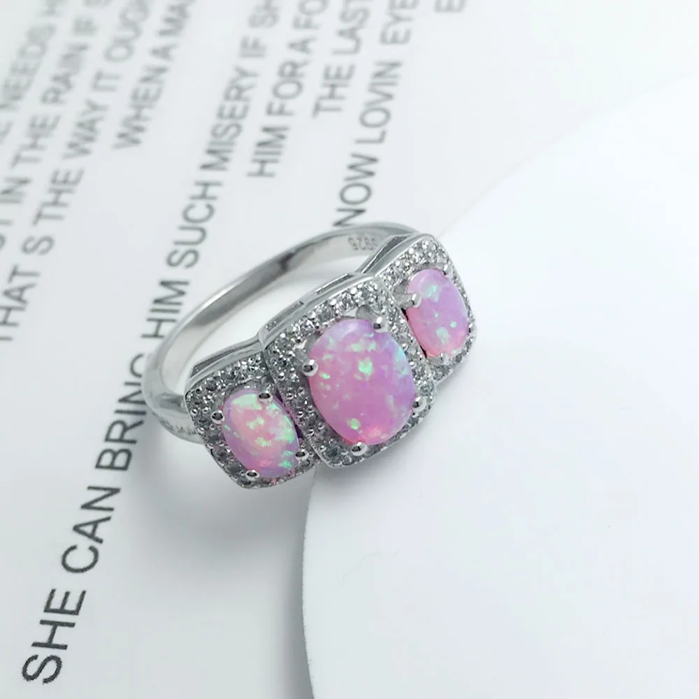 925 Sterling Silver Women's Rings Luxurious Blue Opal Stone Party Jewelry Anel For Women (JewelOra RI103622)
